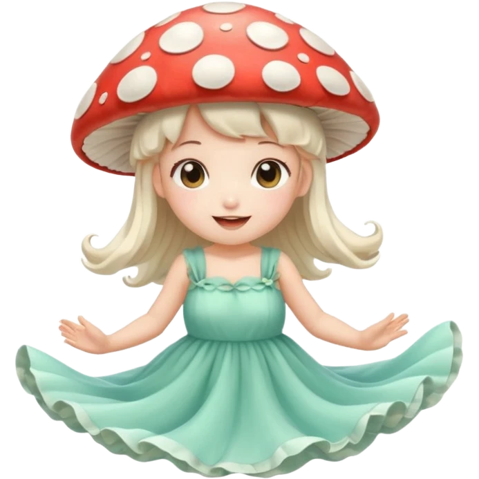 Kawaii, cottagecore, mushroom, fairy, emotions, wave emoji