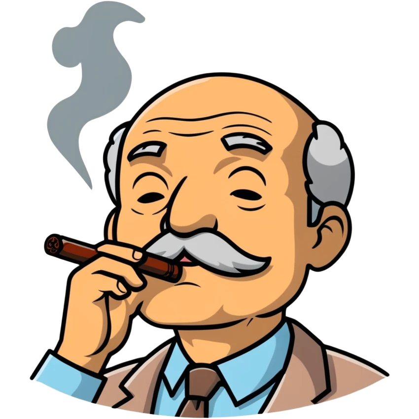 Old man with moustache smoking cigar emoji