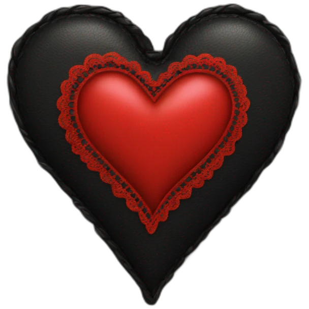 Black leather heart with red lace border emoji