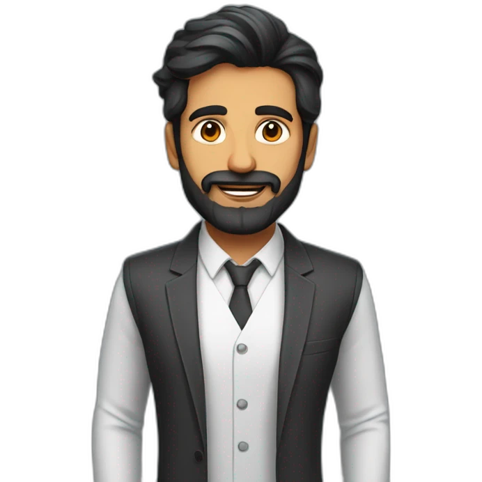 Indian man dark hair and beard CEO of cool tech startup emoji