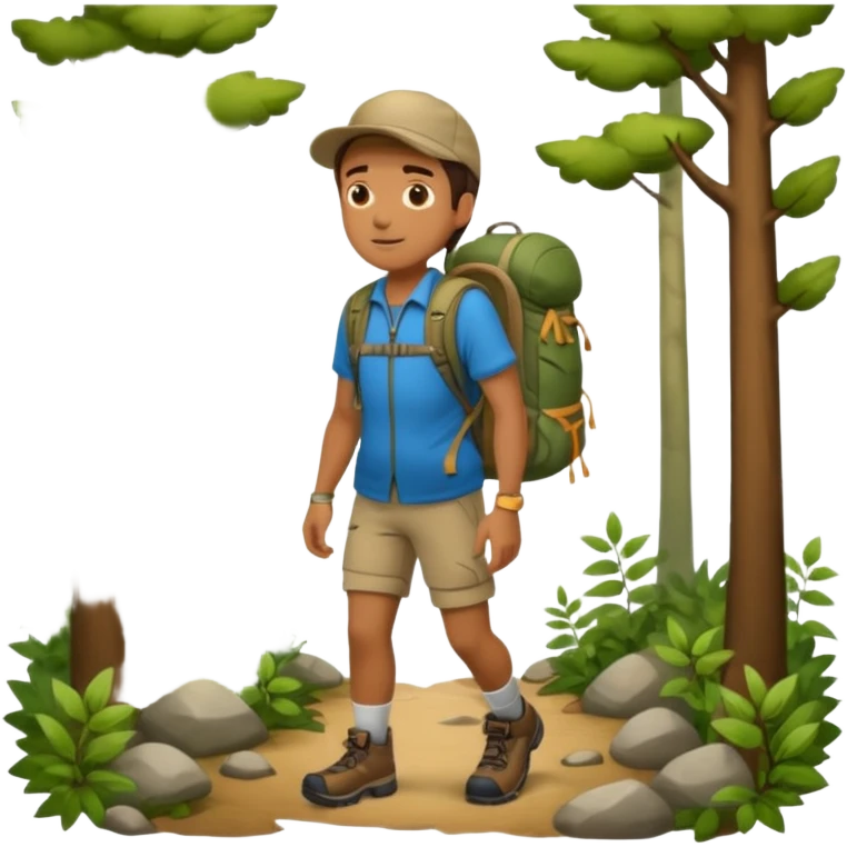 man with backpack and hiking clothes, full body emoji