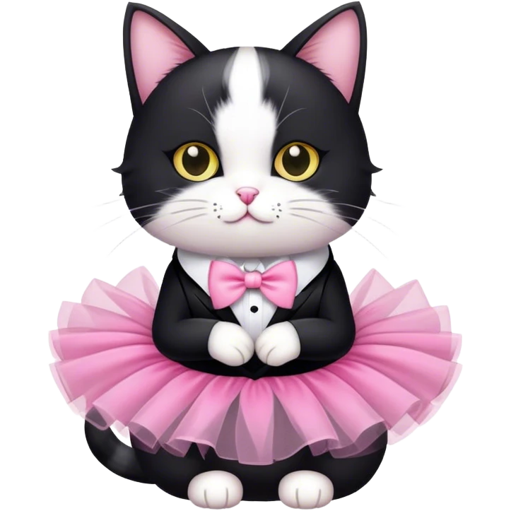 Tuxedo cat wearing a tutu emoji