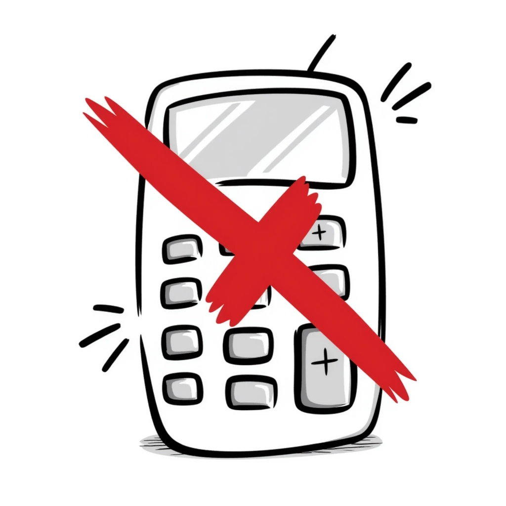 broken calculator with a big red cross emoji