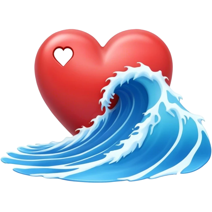 Surf wave in 3d heart emoji