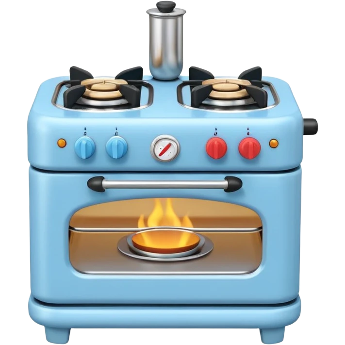 Cute toy stove, single burner only which is empty front view.
BabyBus - style 2.5D soft shading, bright pastel colors. 
Rounded chunky toy shape, simple details.
Even studio lighting, NO harsh light, NO realism, NO textures.
Smooth matte surface, no outlines, no strokes.
Clean background. emoji