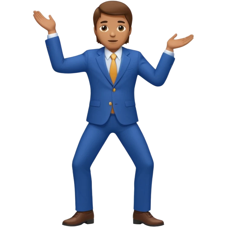 white man with brown hair in blue suit whole body emoji