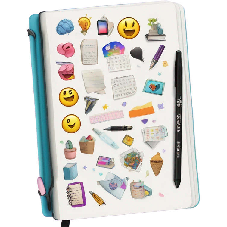 Bullet journal with stickers emoji