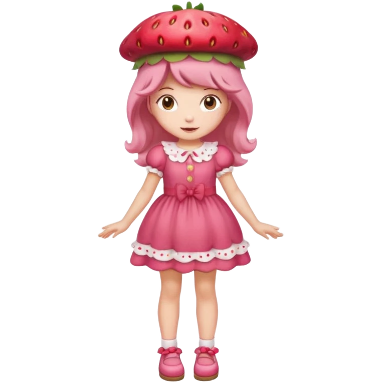 Strawberry shortcake human girl full body and legs with a strawberry hat on her hair without a cake emoji