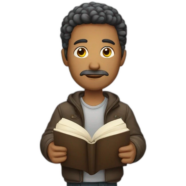 a man with book emoji