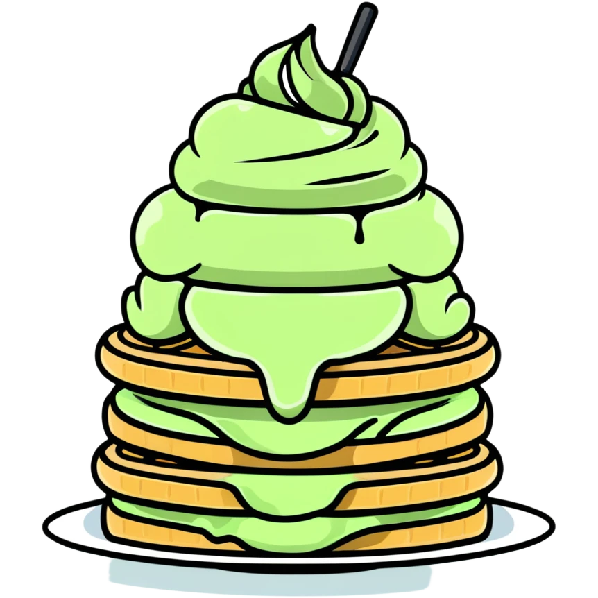 matcha ice cream on a stack of waffles emoji