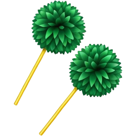 green and gold pom poms emoji