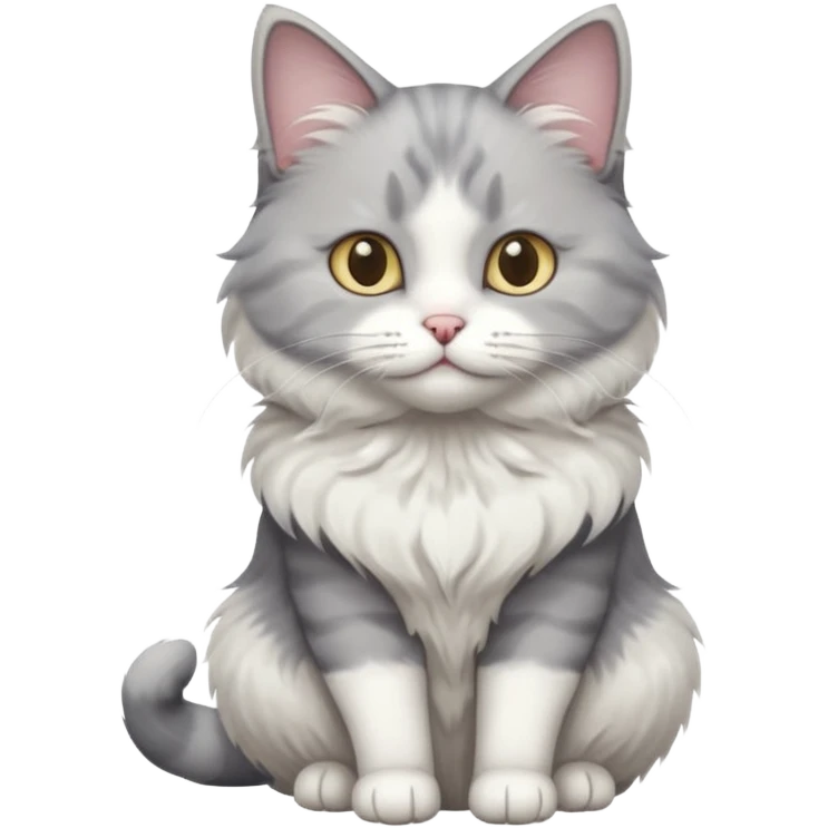 a grey and white cat sitting regally emoji