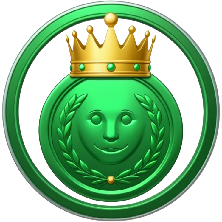 green coin with king emblem inside emoji