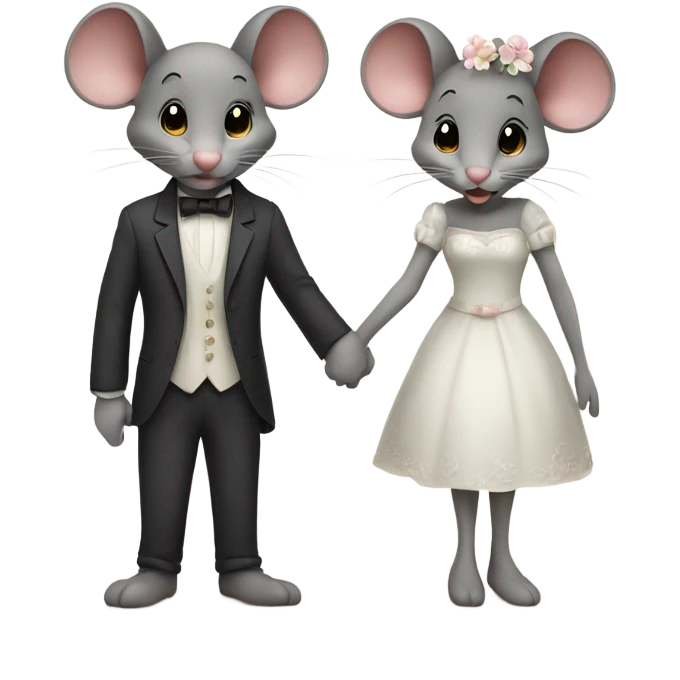 Cute Mr and Mrs Mouse holding hands  emoji