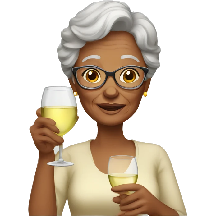 grandmother with a glass of white wine emoji