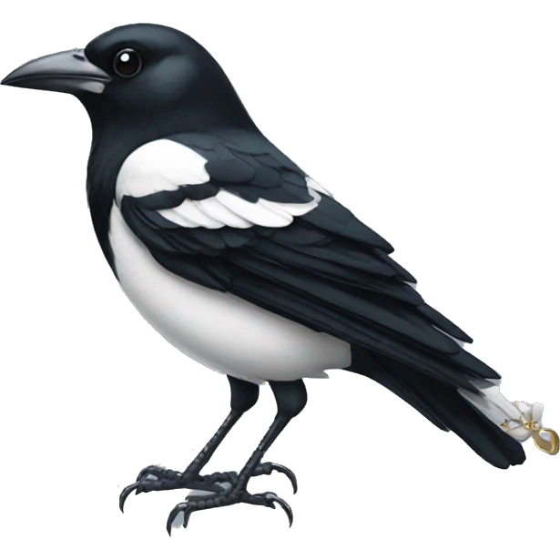 magpie with a necklace in its beak emoji