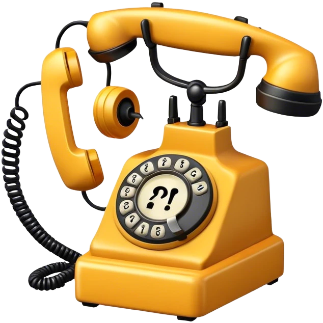 An old phone with a question mark emoji