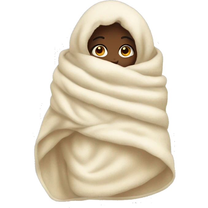 Girls wrapped in cream fluffy blanket emoji
