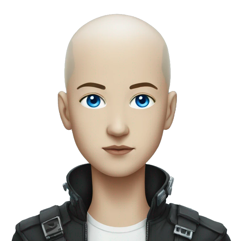 V, Cyberpunk, white, shaved heads, blue eyes emoji