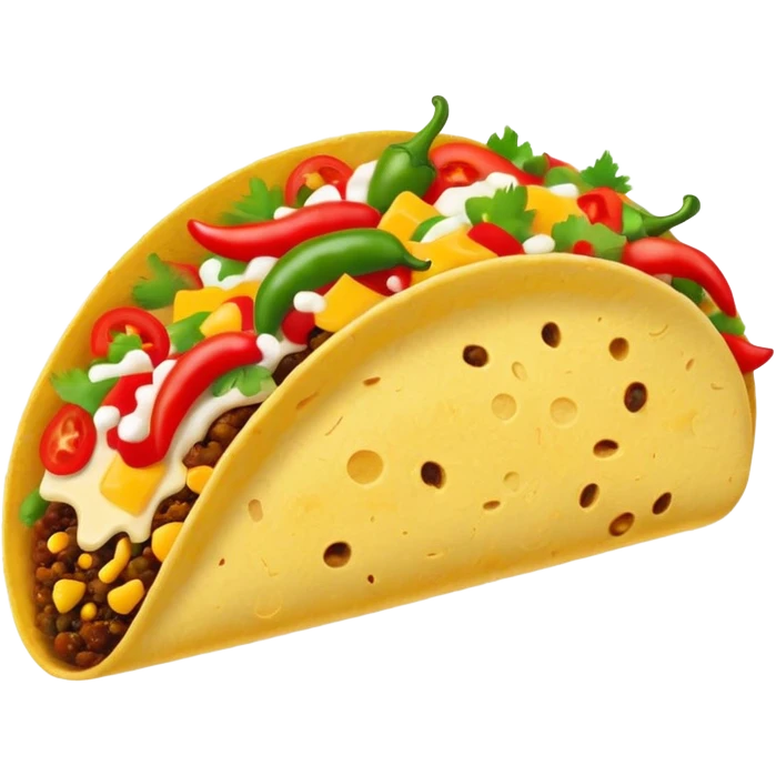 Mexican cuisine humanless avatar in bright style illustration. Taco with peppers, colorful palette, simple shapes, flat design, festive and bold. emoji