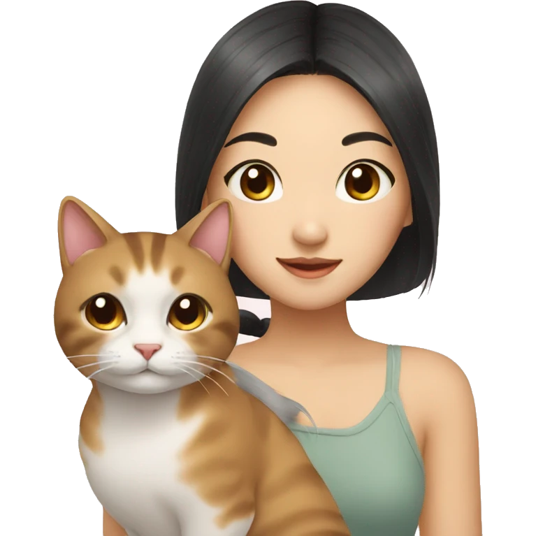 Asian girl with a cat emoji