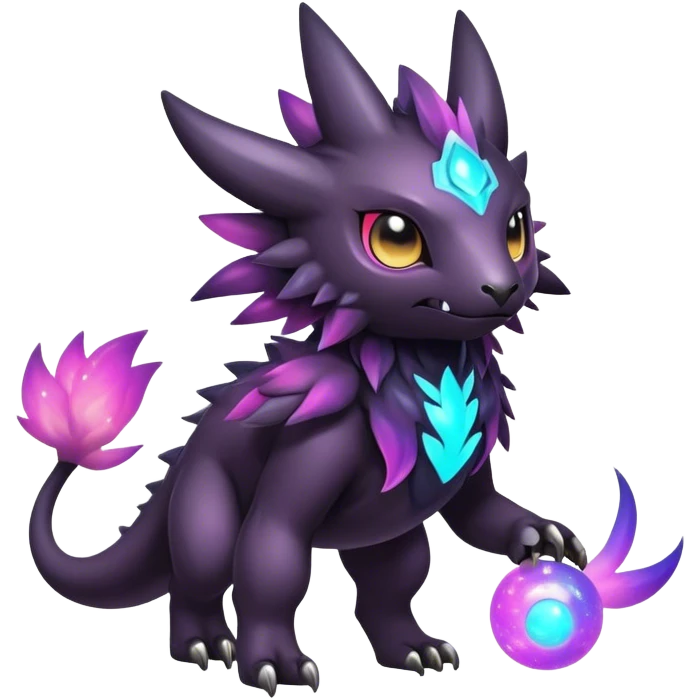 Cute cool colorful dark nebula fantasy-Fakemon-Digimon-animal-hybrid full body emoji