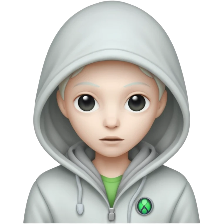 alien, cold White Coat with Hoodie  emoji