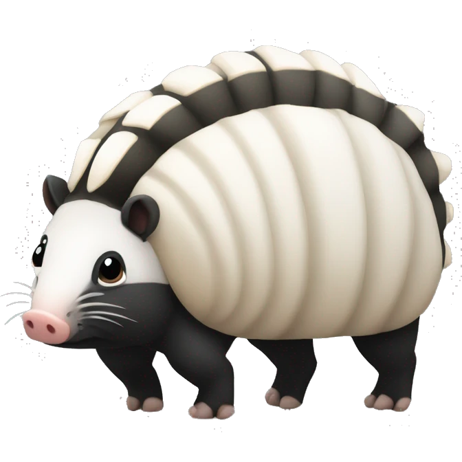 Black and white chubby armadillo pig panda centipede armadillo  emoji