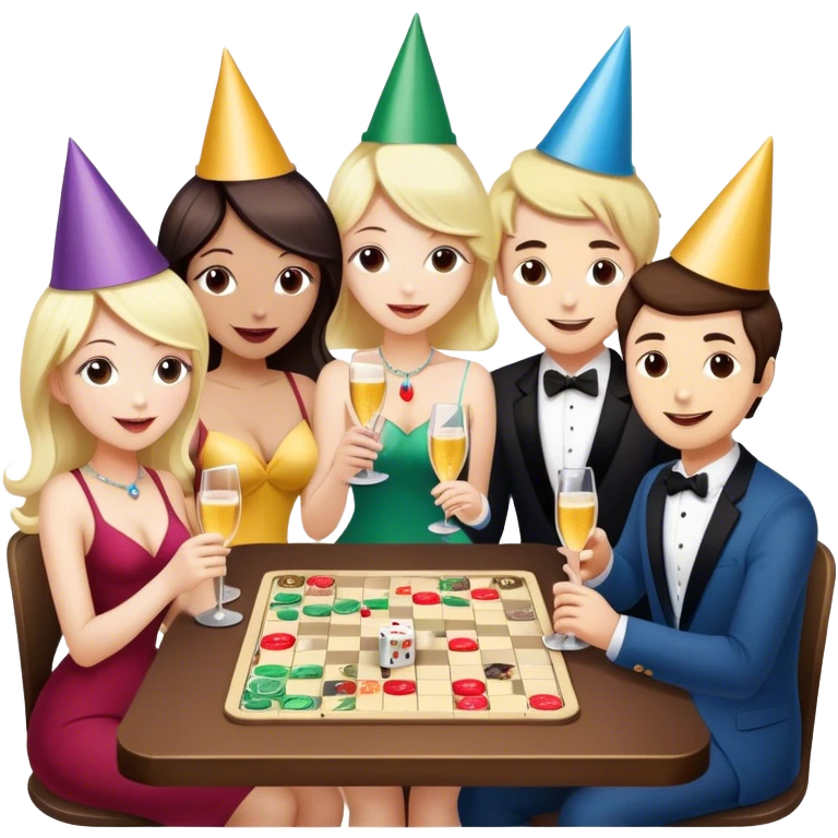 4 people playing board games  2women and 2 men emoji