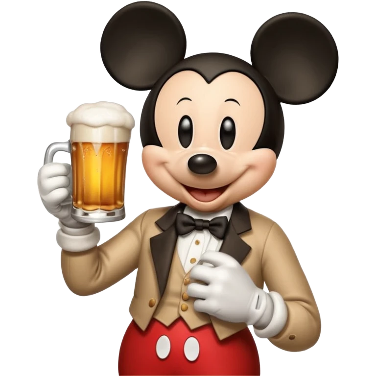 Mickey Mouse holding a beer emoji