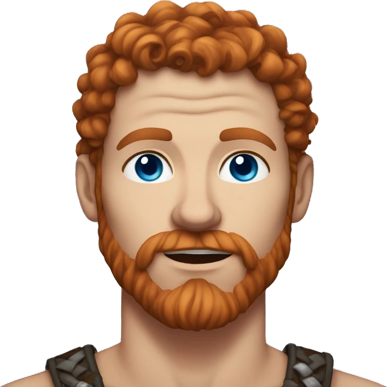 35 year old viking, male, curly red hair, blue eyes, pale emoji