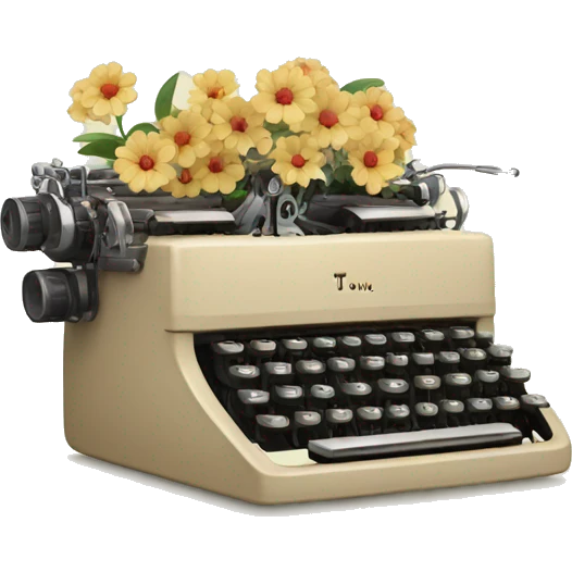 beige typewriter and flowers emoji