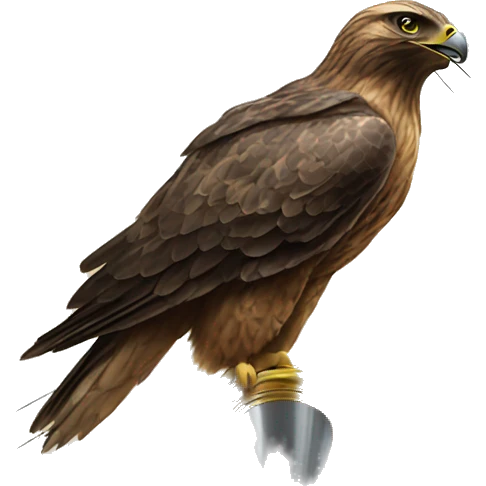Hawk holding trophy above powerline emoji