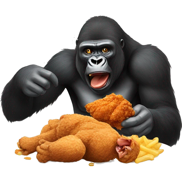 Gorilla eating fried chicken emoji