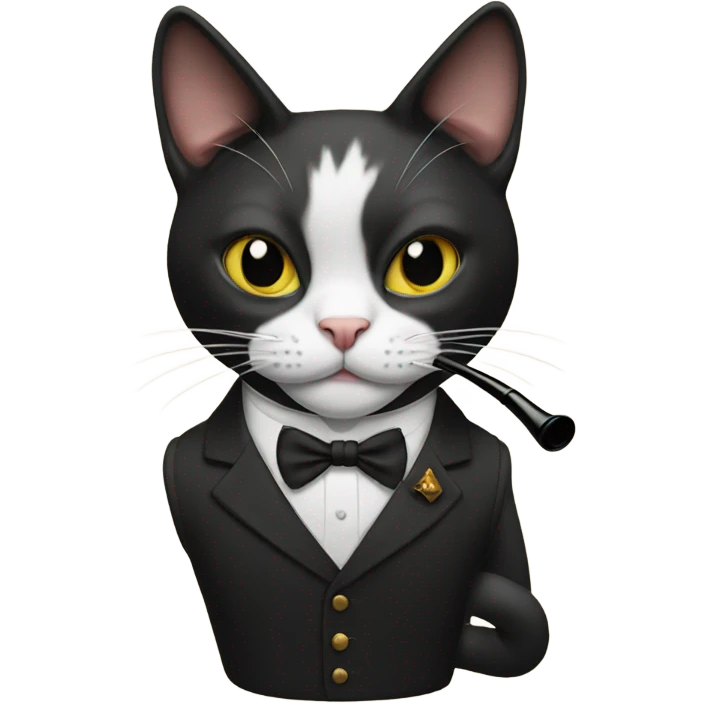 tuxedo cat smoking a pipe emoji