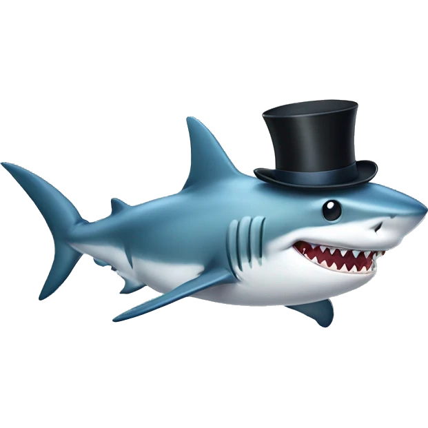 Shark with a top hat emoji