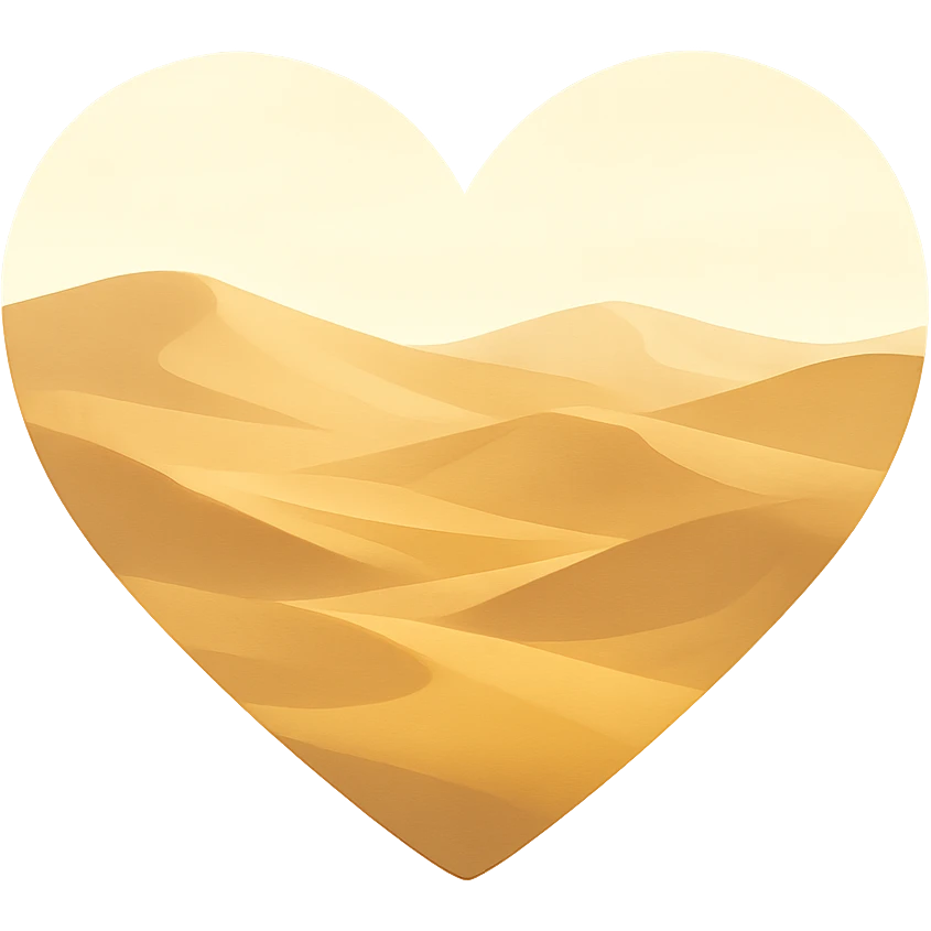 heart with golden desert dunes, clean digital illustration emoji