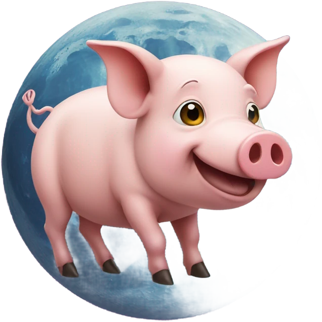 Pig on moon emoji