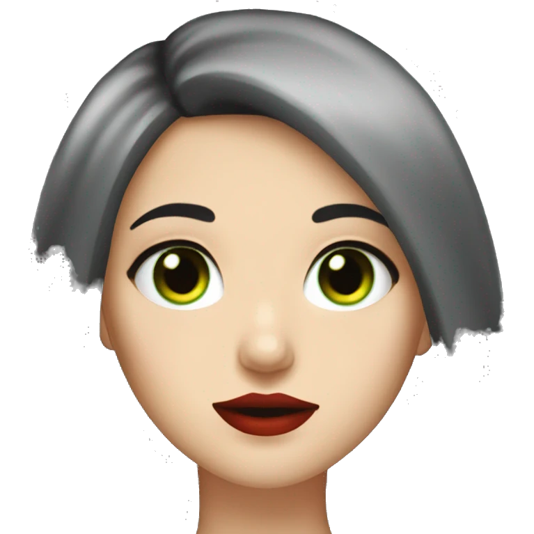 European Girl Black Hair Green eyes red lips  emoji
