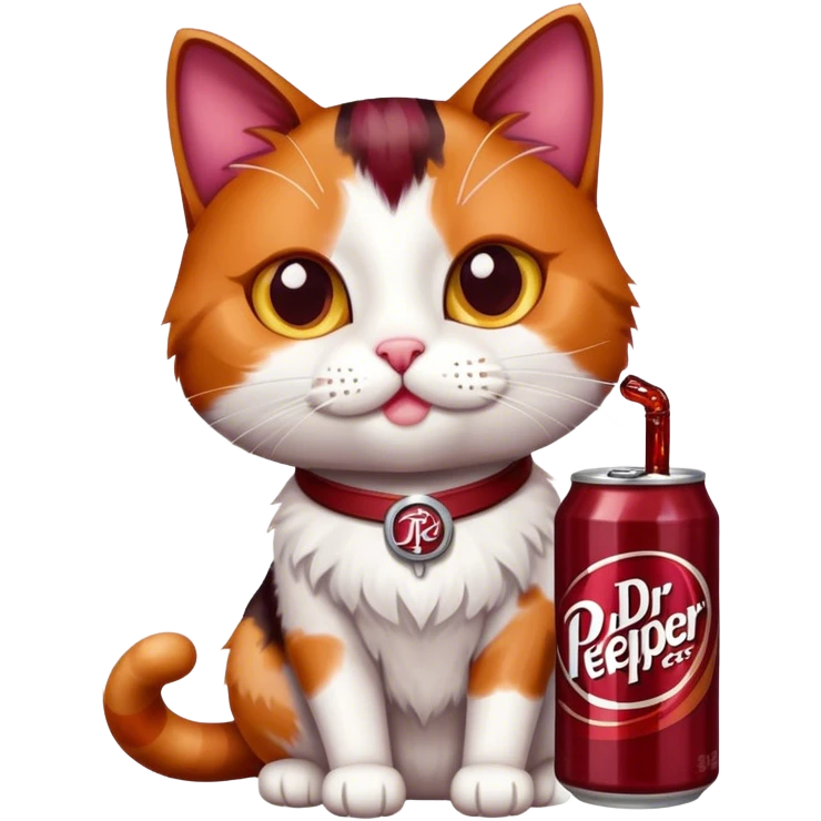 calico cat holding dr pepper emoji