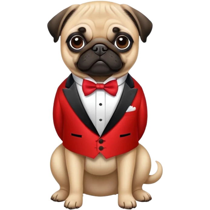 pug dog wearing a vermillion tuxedo emoji