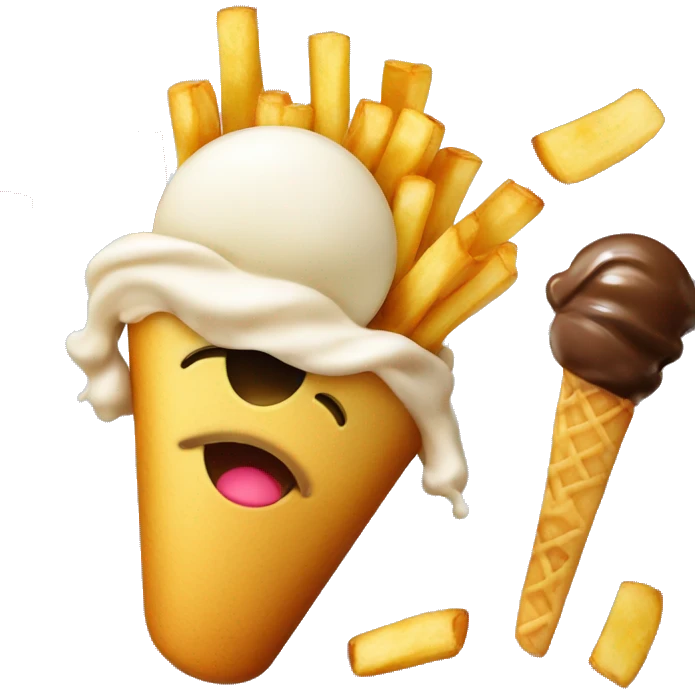 French fries with ice cream emoji