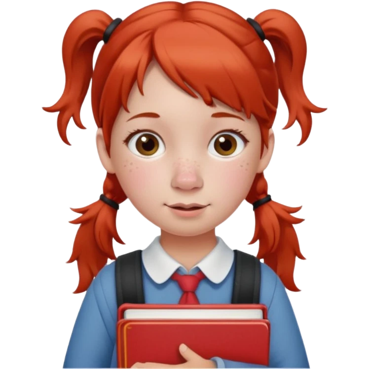 School girl with pig trails and red cheeks carrying school books  emoji