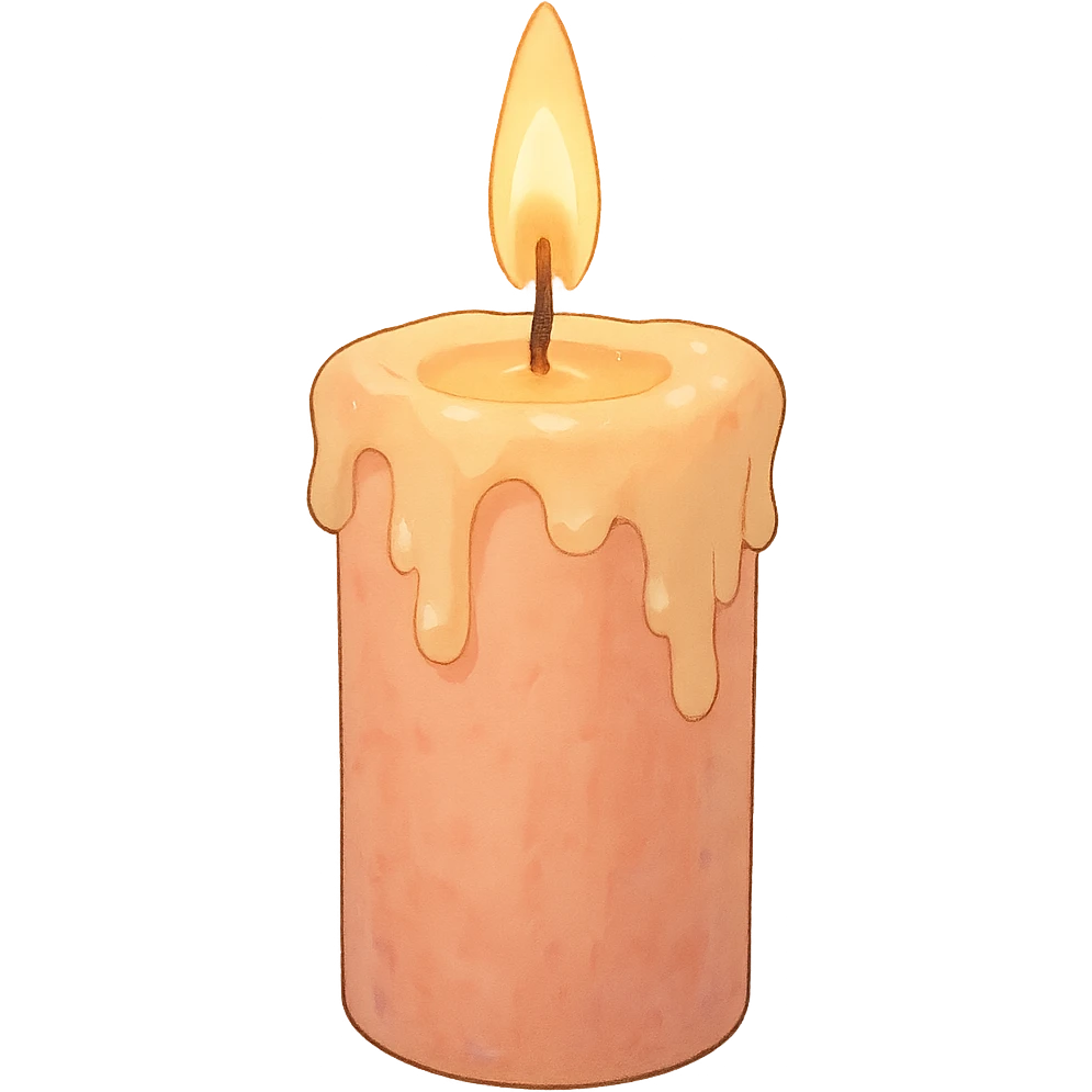 pink pastel candle with soft aesthetic and gentle lighting in ghibli style emoji