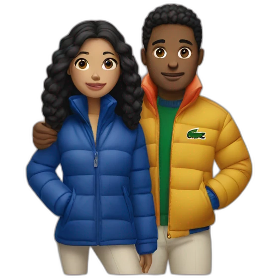 Couple with lacoste puffer jacket emoji