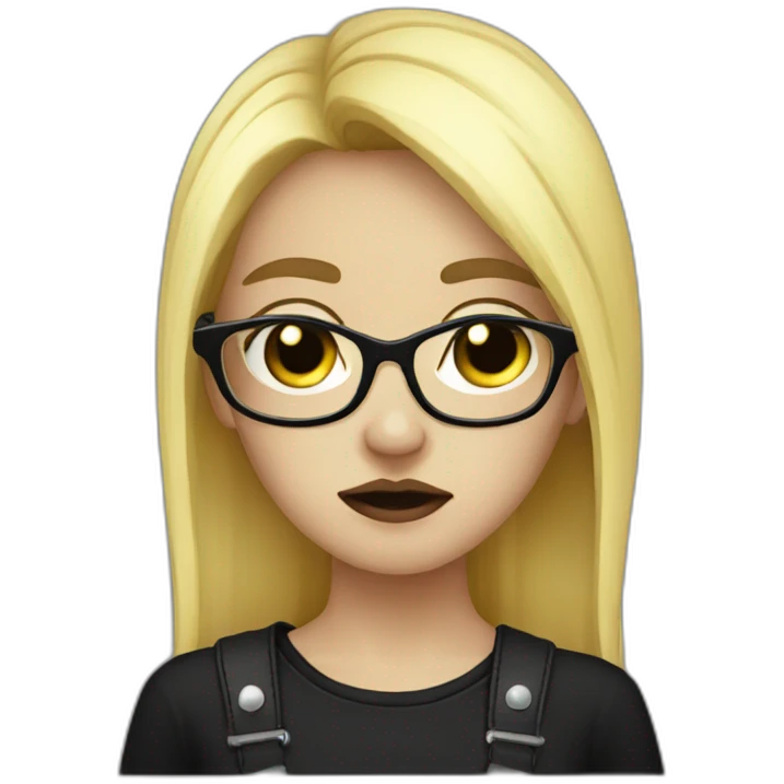 Crying-goth-girl-dark-hair-with-glasses-black-tshirt emoji