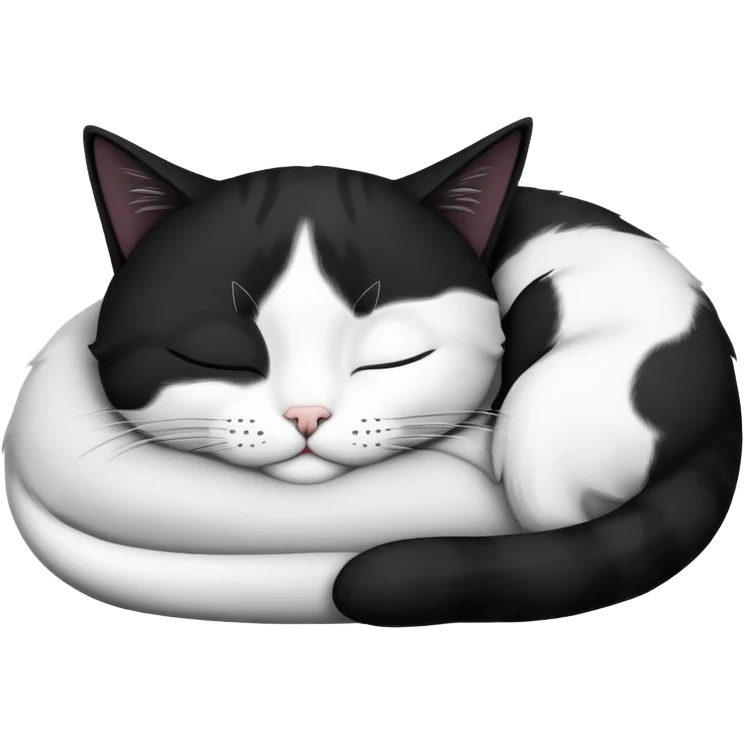 Black and white Devon cat sleeping emoji