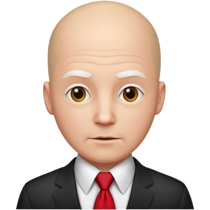 bald with red necktie, white emoji