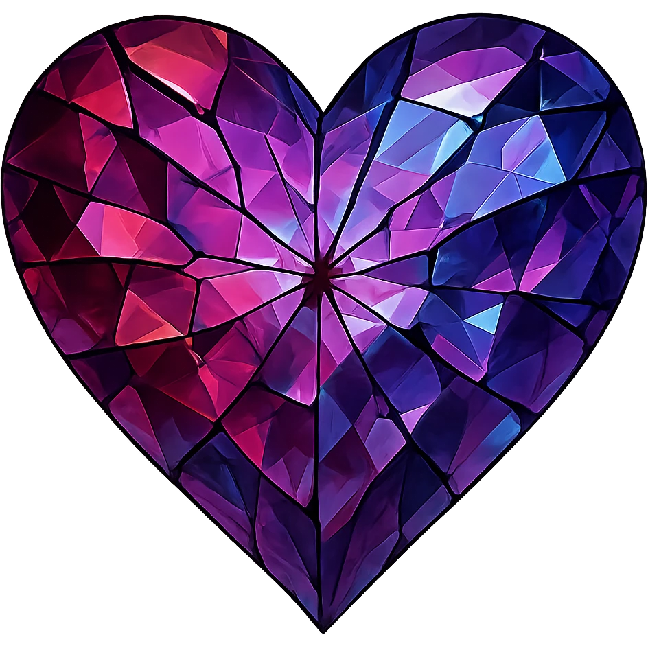 heart with a shattered gemstone effect, remove background emoji