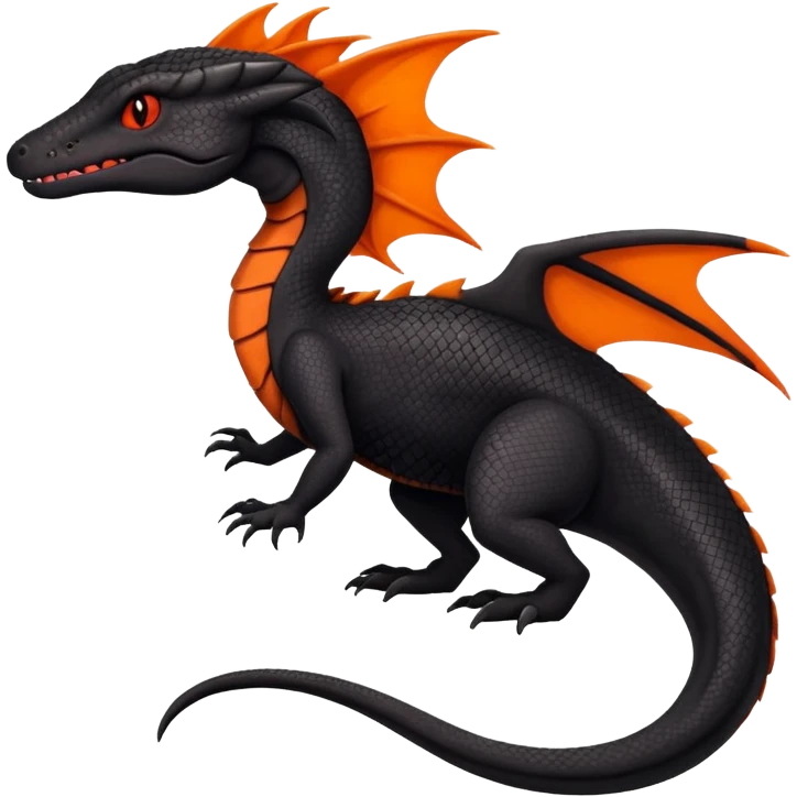 Black an Orange Salandit-Salazzle-Draco-Drakeon-Tyrunt-Fakémon-creature-hybrid emoji